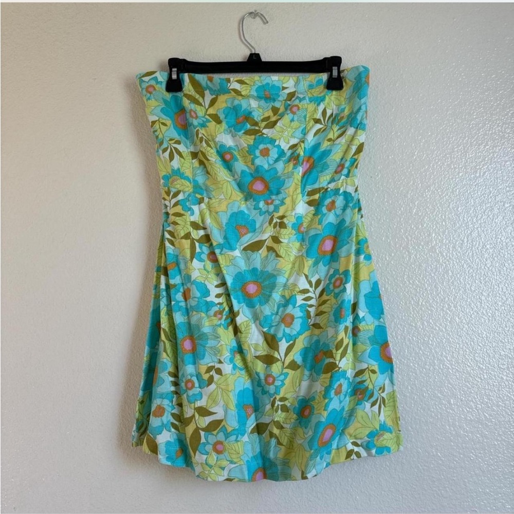 Billabong Strapless Floral Dress - Blue and Green